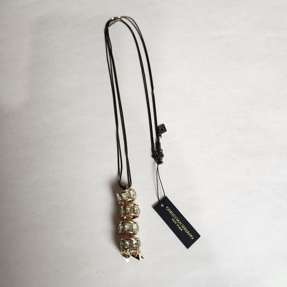 NWT CHRISTIAN SIRIANO Necklace Sparkling Cubic Zirconia Pendant Gold Tone